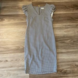 Calvin Klein Black/White/Navy Pencil Dress (Size 8)